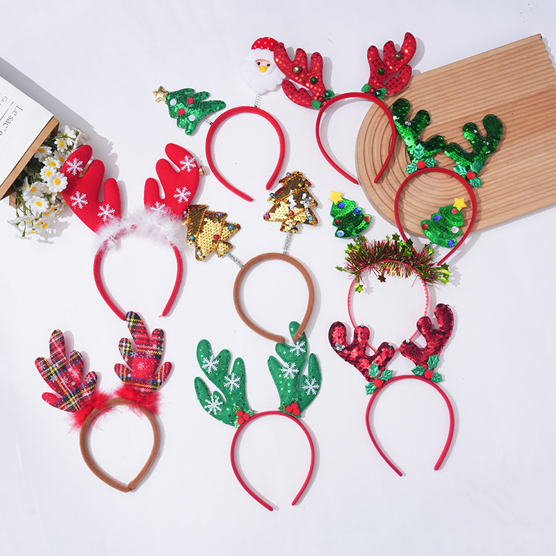 New European and American Christmas Hair Clip Butterfly Tie Hair Band Cat's ears Steamed cat-ear shaped bread Headwear Cartoon Children's Cu