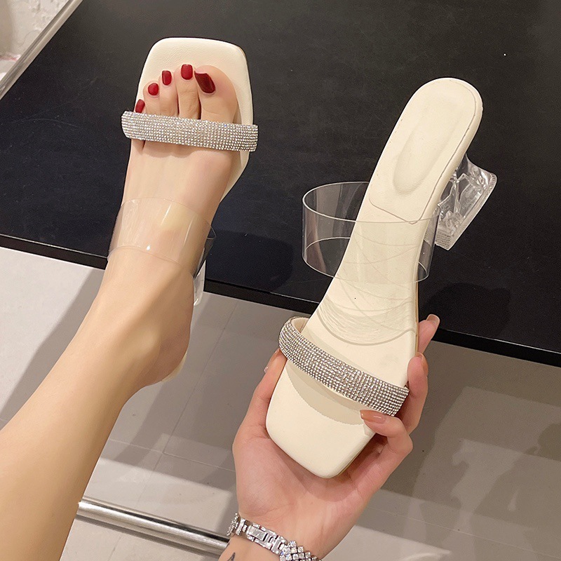 Style Ddmywed Fairy Thick Crystal Shoes With A Straight Line Strap High Heels New Summer Transparent Sandals Women S Chinese Brand F Ddmysaturn