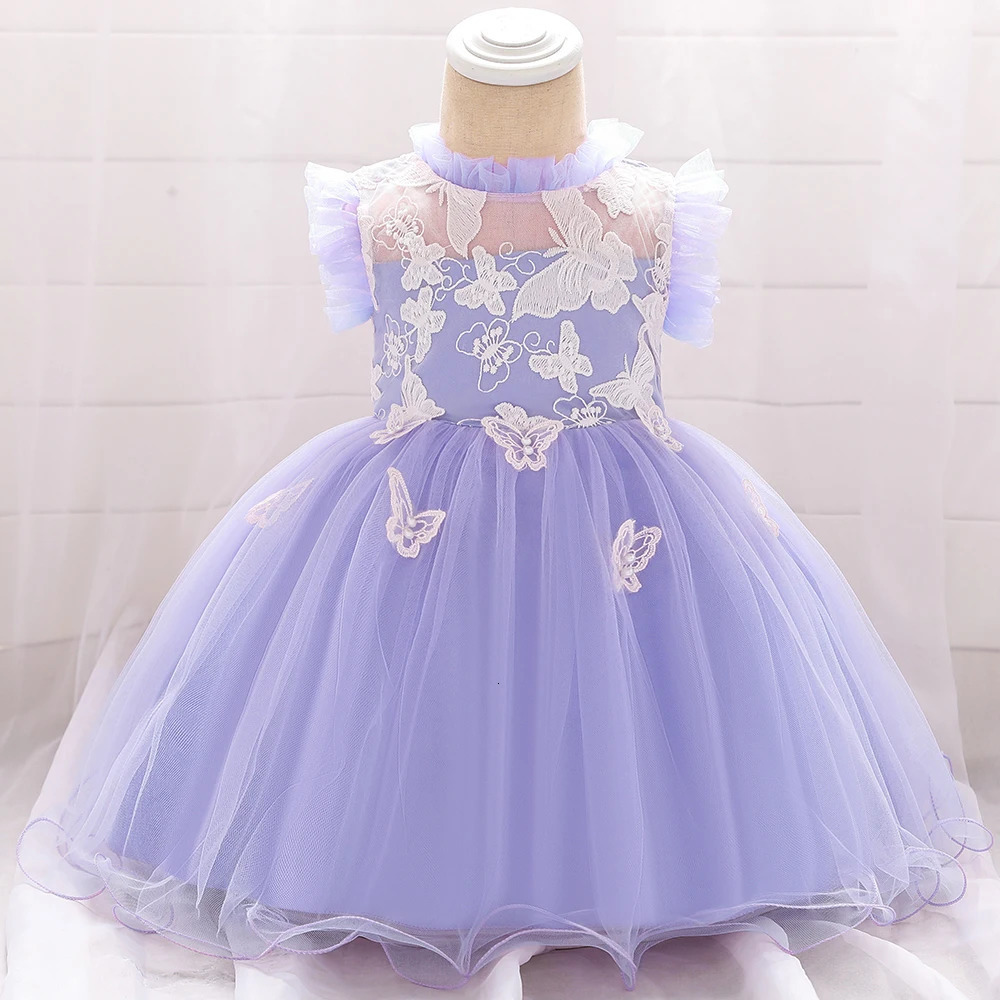 Toddler Butterfly Christening Princess Dress for Baby Lace Tulle 1 Year Birthday Party Girl Dress born Baptism Prom Ball Gown 250103