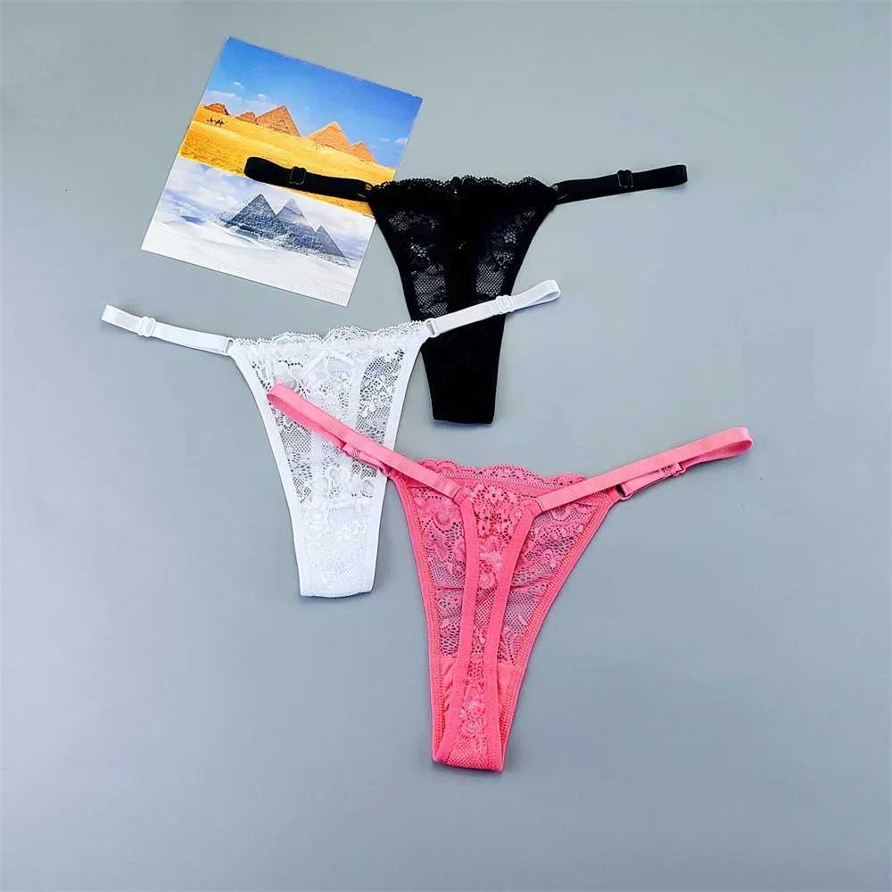 3PCS Adjustable Sexy Transparent Thong Panties Women Lace Underwear Low Waist Female T-back String UnderpantsXJ250103