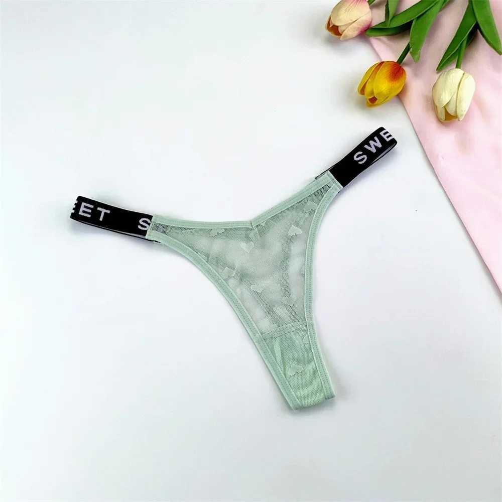 3 Letters slim waist sexy perspective heart-shaped mesh thong womens low waist seamless sports G-string womens comfortable underwear W250103
