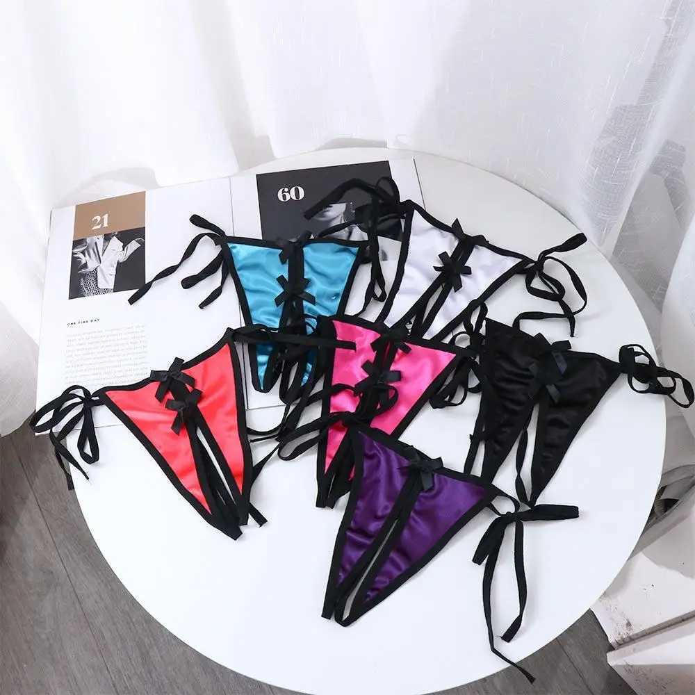 Sexy Transparent Bandage Open Crotch Solid Color Low Waist Sex Thongs T-Pants Underwear Women PantiesXJ250103