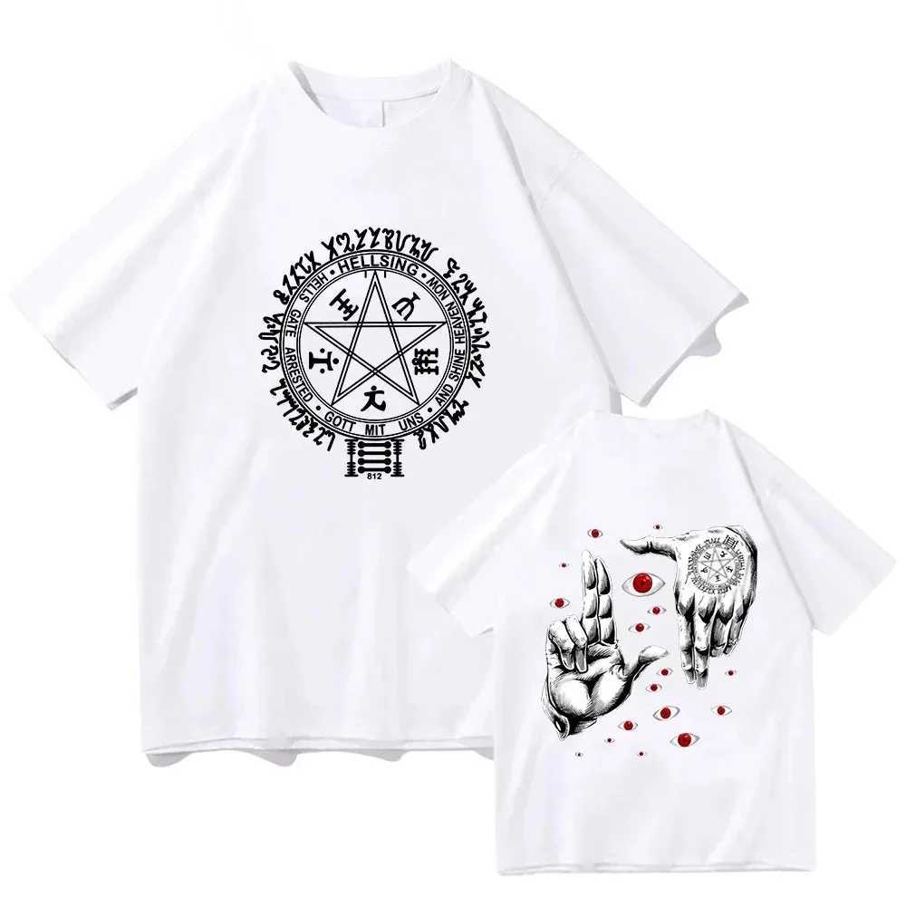 Anime Hellsing Ultimate T-shirts Mens Clothing Graphic Manga Alucard Eyes Harajuku Cotton Tees Unisex Summer Top Male StreetwearXJ240102