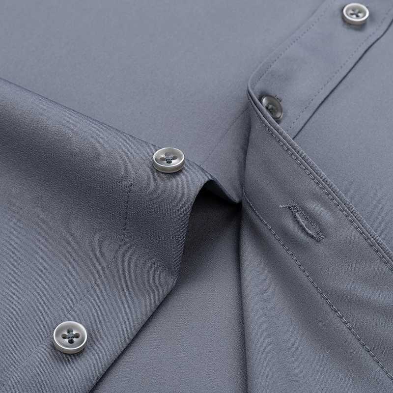 New mens solid color business shirt official thin classic basic casual ultra-thin white long sleeved social shirt brand clothing W250103