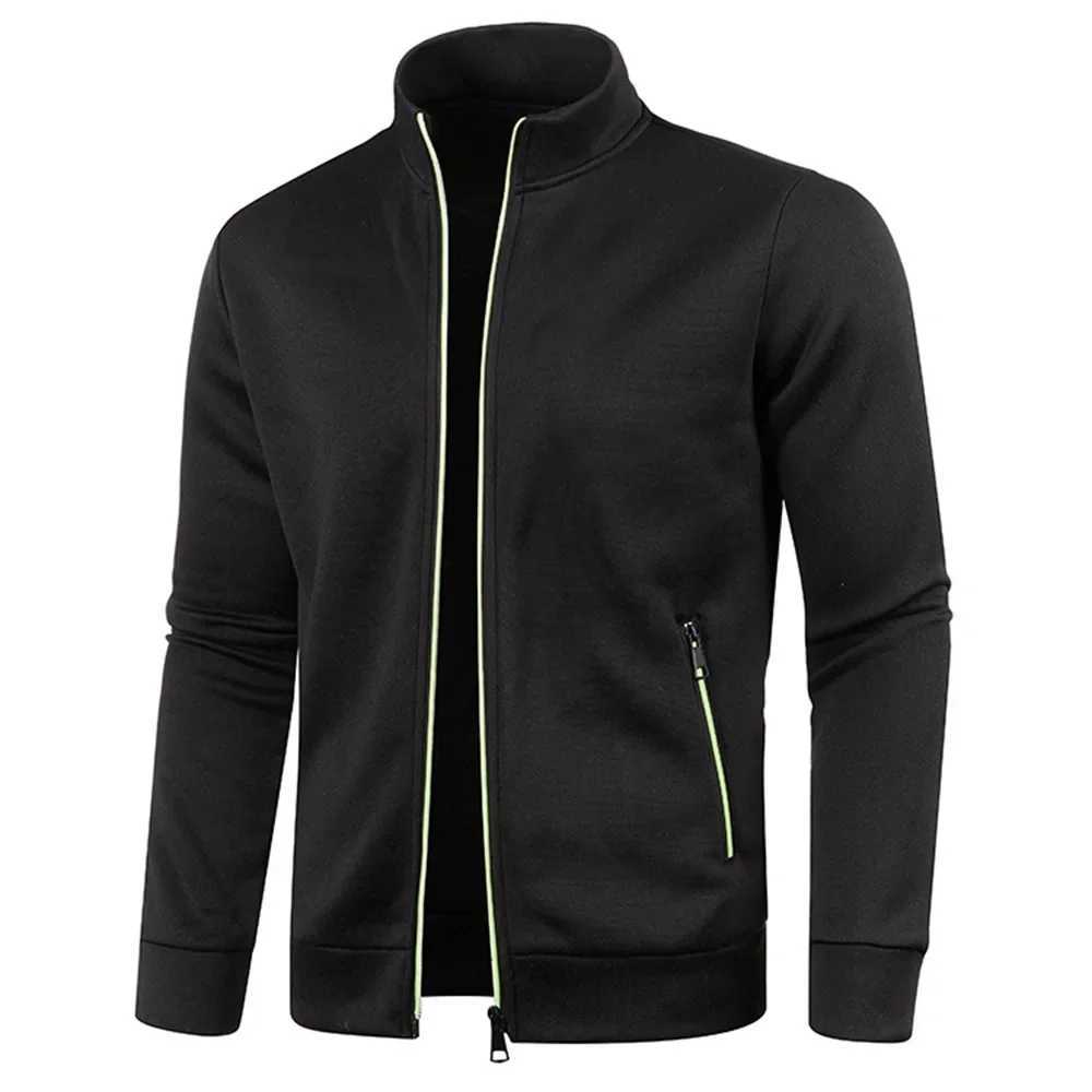 Autumn mens zipper jacket streetwear stand up wool sweater ultra-thin fit casual long sleeved sportswear mens solid color cardigan W250103