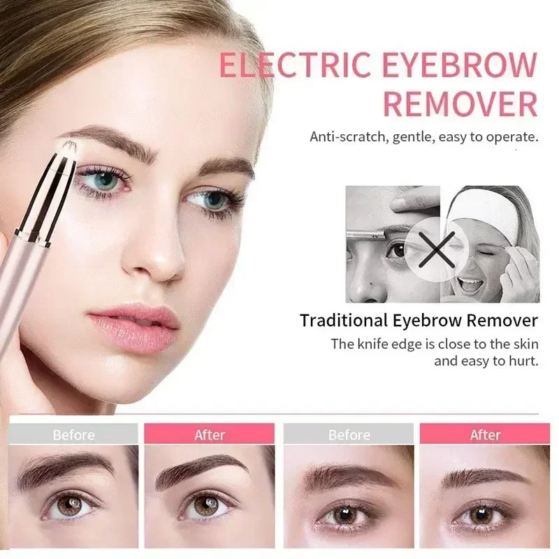 Womens Electric Eyebrow Trimmer Eye Brow Shaper Pencil Face Hair Remover Women Automatic Eyebrow Shavers Painless Hair Removal 241226