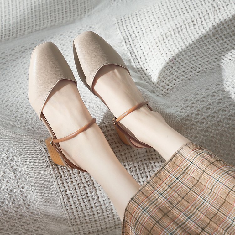 Ddmywed Cool Slippers Women's Summer New Style Coarse Middle Heel Student Square Head Grandma Shoes One Shoe Two Sandals Chinese Brand Shoes F010