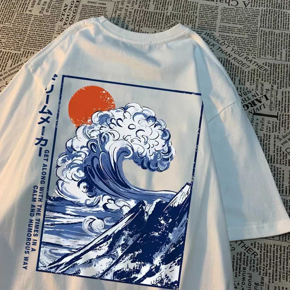 Get Along With The Times In A Calm And Humorous Way Tshirt Mens Oversize Short Sleeve Hip Hop Quality T Shirts Casual Soft TopsXJ240102