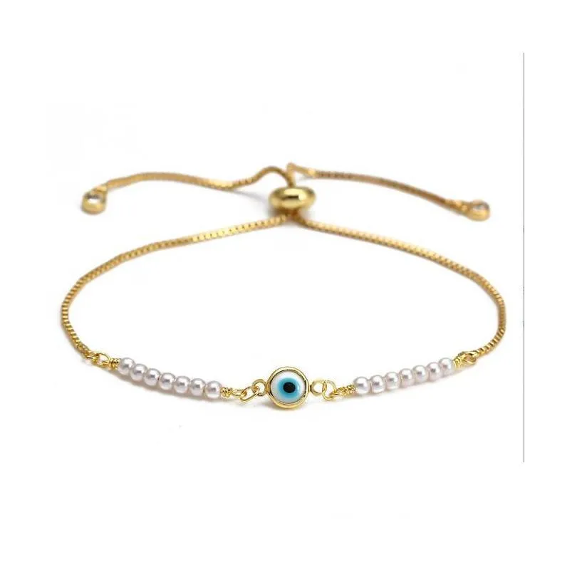 Charm Bracelets Gold Evil Blue Eye Lucky Turkish Eyes Bracelet For Women Girls Beach Jewelry Party Gift 10 Styles Drop Delivery Dh4Gn LL