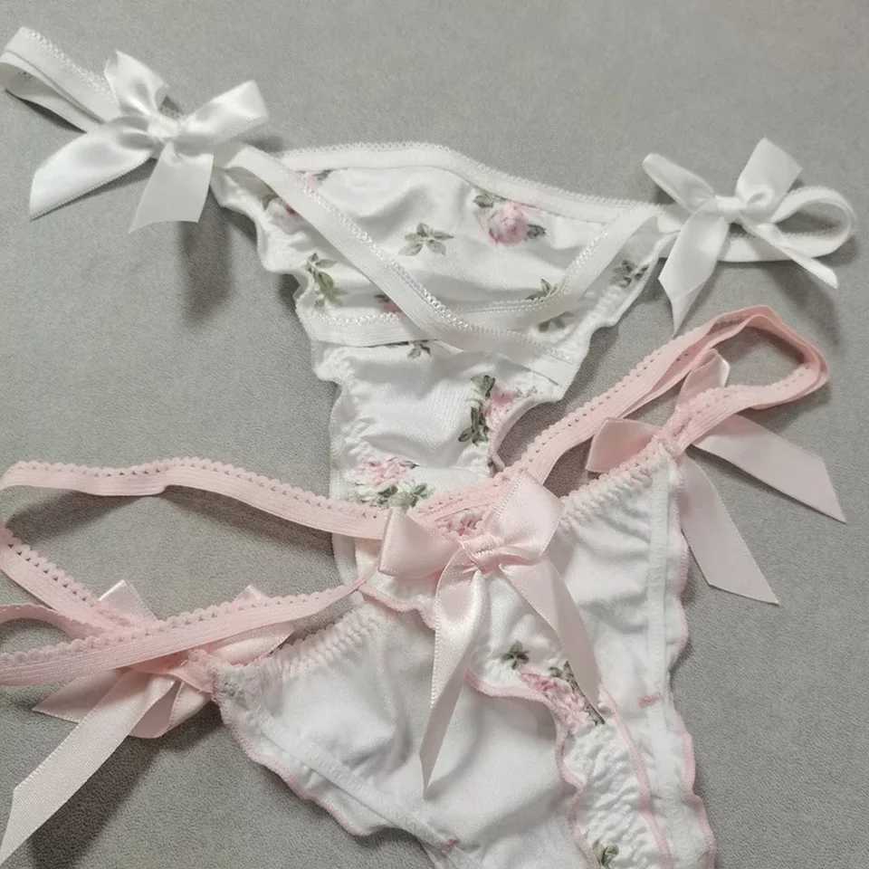 Frizzled cute girl satin G-strings thong sexy low waisted womens underwear knitted W250103