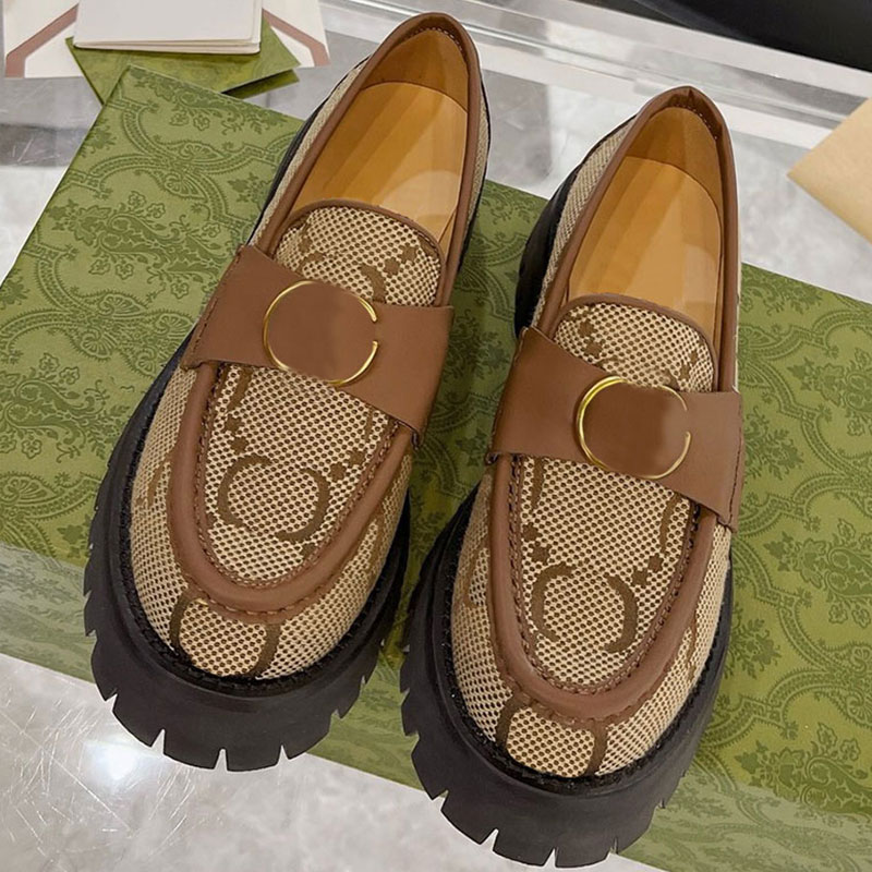 designer loafers luxury couple loafers anti slip wear resistant rubber sole leisure platform loafers surface decoration with hardware sign loafers