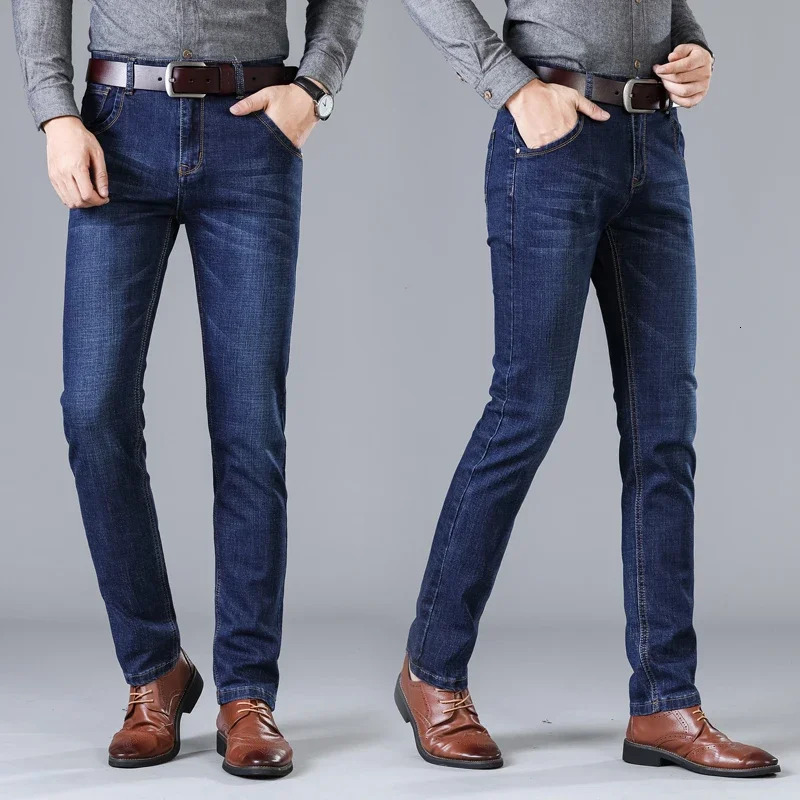 Autumn and Winter Stretch Mens Jeans Mens Style Straight and Versatile Denim Long Pants 241230