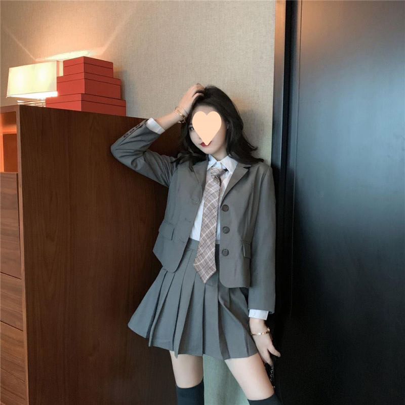 B13New small suit women's jacket student British style Korean version loose casual professional fashion solid color suit