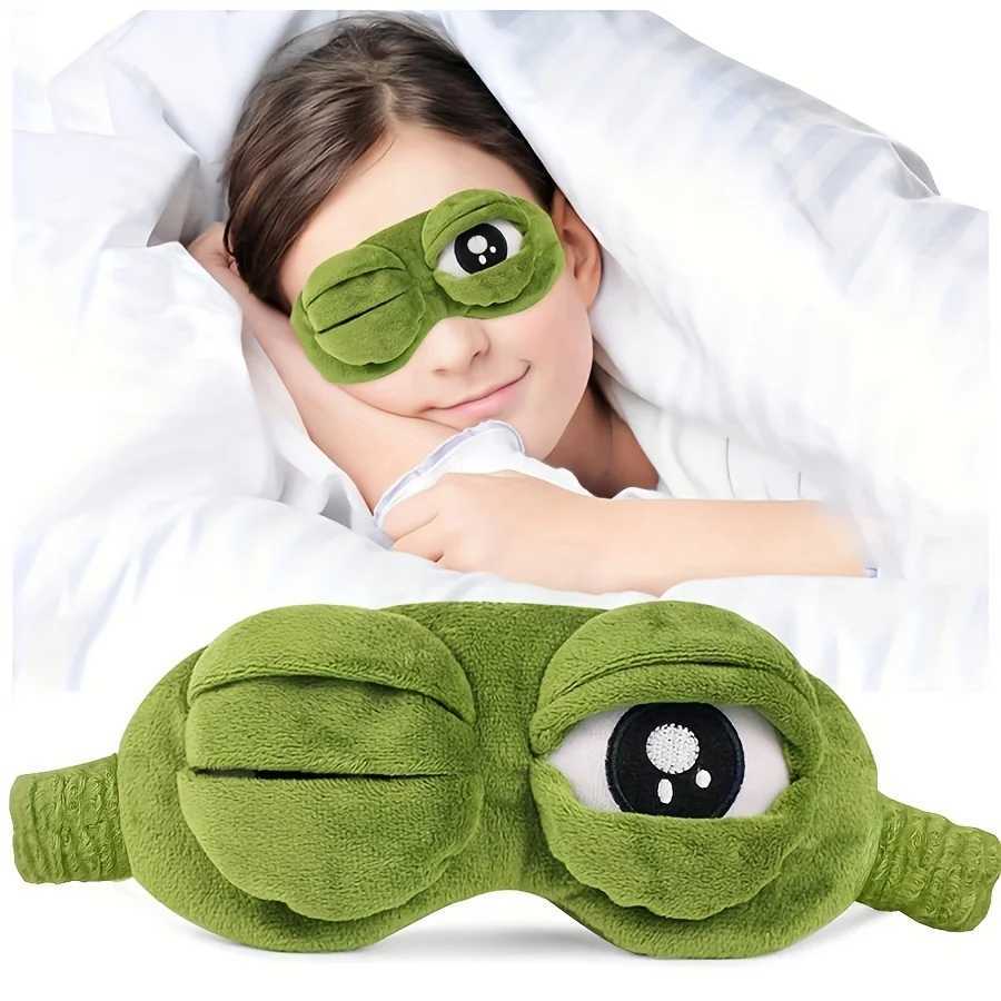 3D Sad Frog Sleep Mask Natural Sleeping Eyeshade Cover Shade Eye Patch Women Men Portable Blindfold Travel Eyepatch Xmas GIftXJ250103