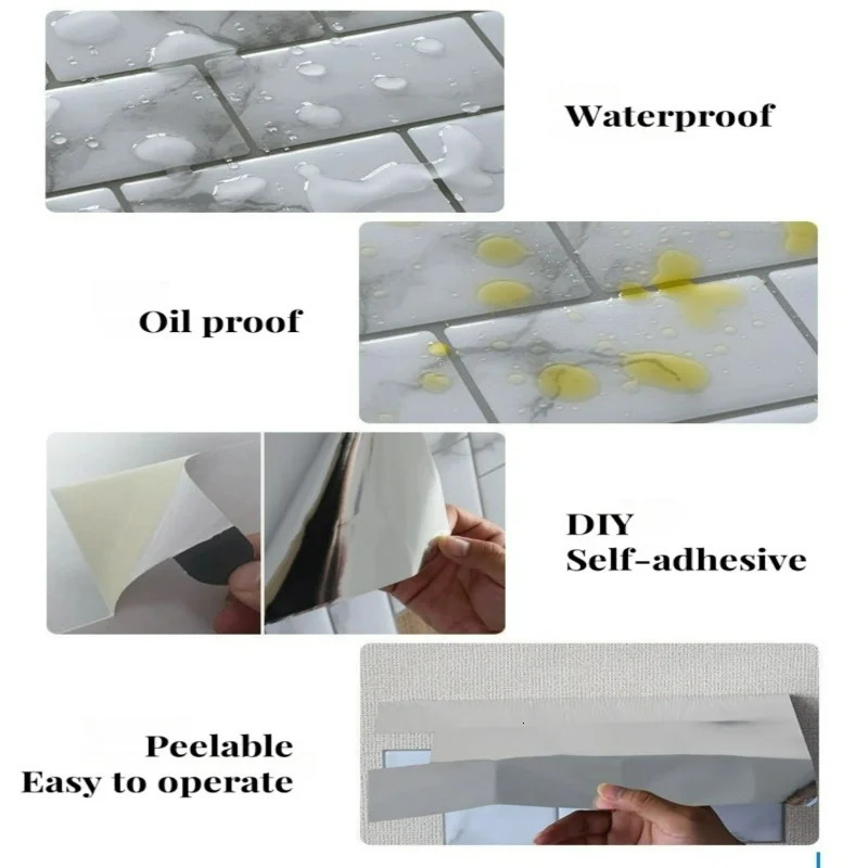 128 Sheets 3D Wall Sticker Selfadhesive Green Mosaic Peel Stick Panel Backsplash for Kitchen Waterproof Tile Stickers 250102