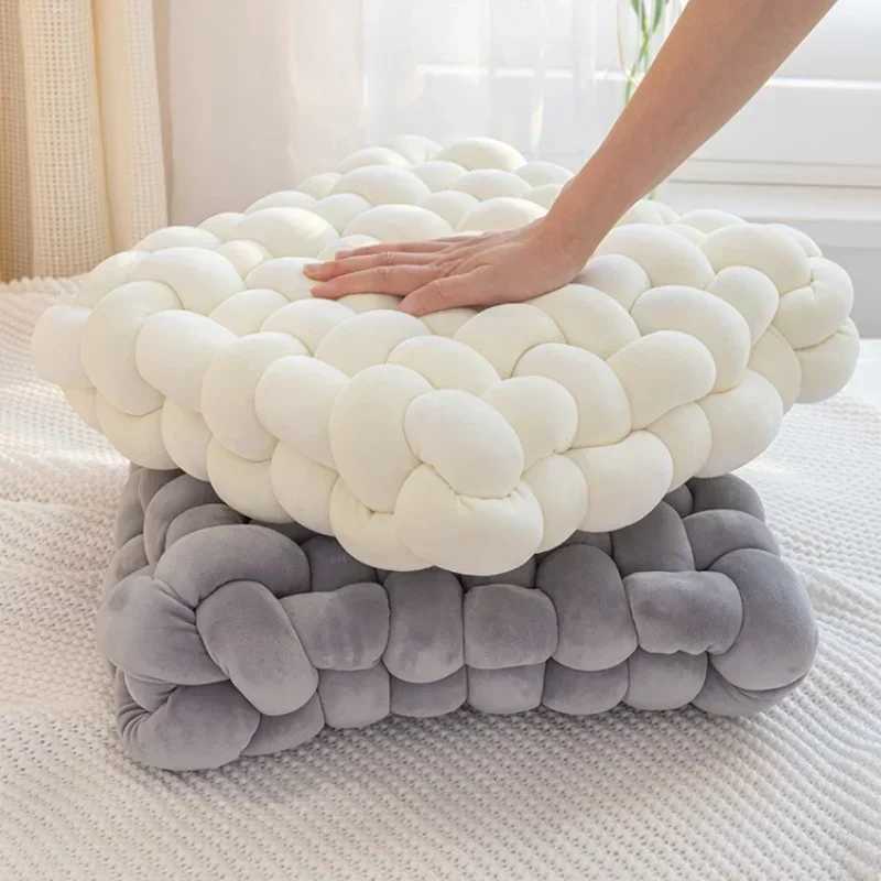 Square Knot Stuffed Cushion Nordic Aesthetic Pillow Decorative Plush Pillow Office Sleeping Floor Windowsill Back Cushion DecorXJ250102