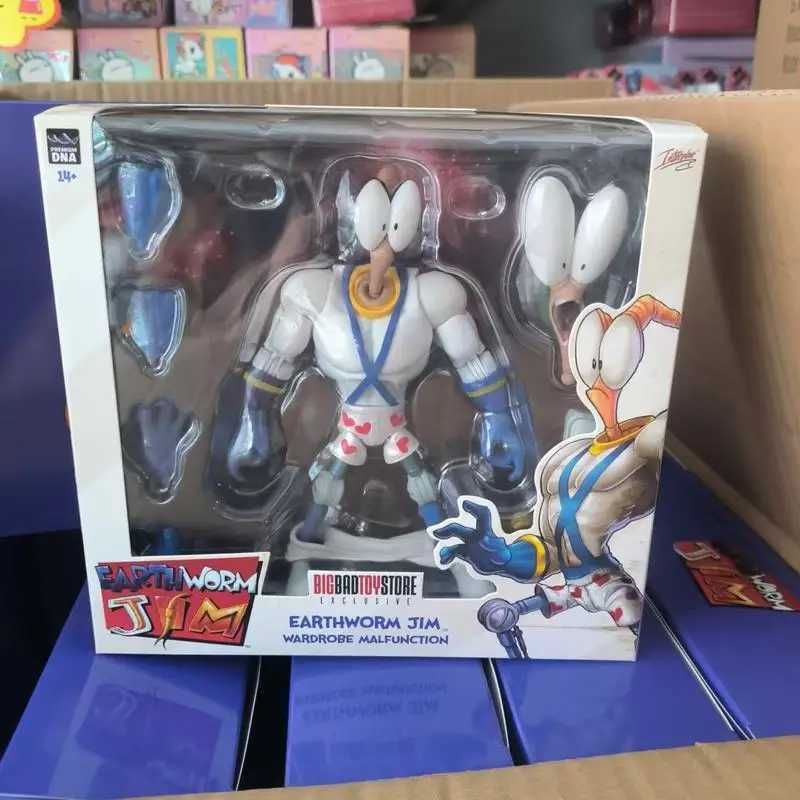 Pdna Earthworm Jim Action Figure Collection Snot Worm Body Jim Heads Bob The Killer Goldfish #4 Professor Monkey Psy-Crow Toy W250120