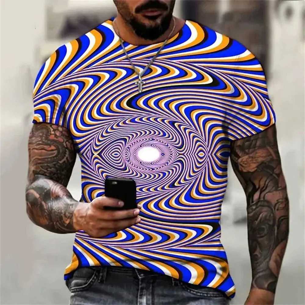 Summer Psychedelic Graphic 3D Print T-Shirts Streetwear Men FashionOversized O-Neck Short Sleeved T Shirt Tees Tops ClothingXJ240102