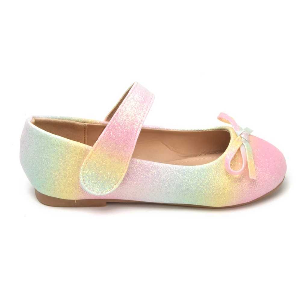 COSYSUSY Childrens Shoes Round Head Bow Sparkling Ballet Dancer Girls Shoes Rainbow Sparkling Ballet Dance Shoes Dress up Princess Flat Shoes M250103