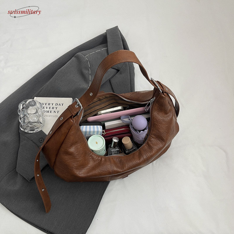 Tote texture casual large capacity shoulder soft leather lazy style versatile commuting bag for women #39 swissmilitary