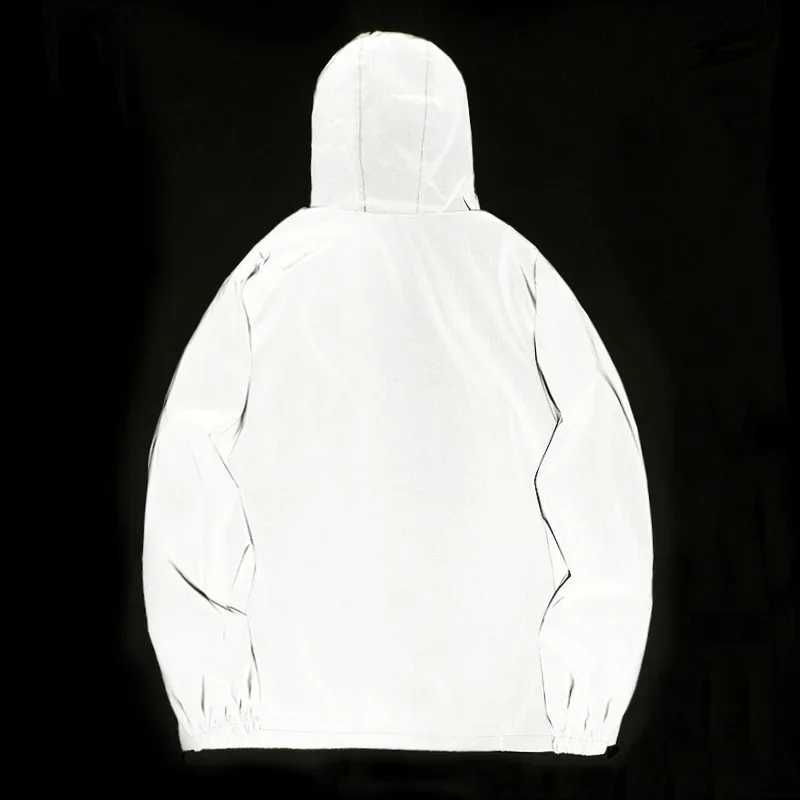 New Couple Night Reflective Clothing Solid Color Jacket Polyester Student Mens Uniform Fashion Luminous Dancer Jacket W250103