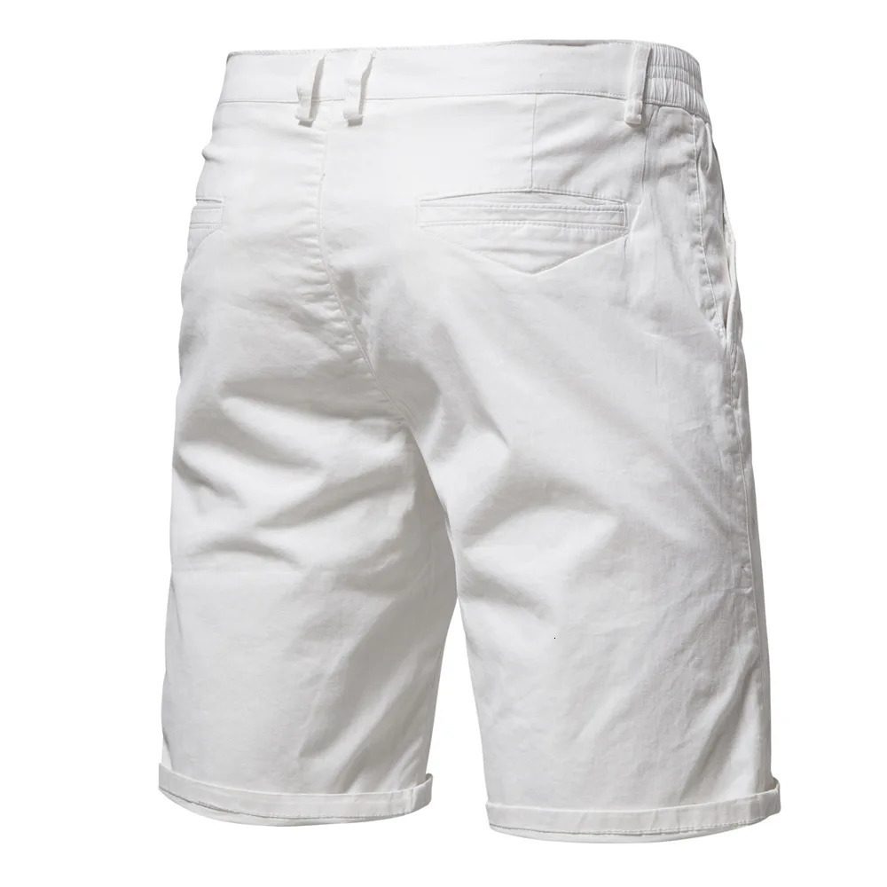 Y2K Summer 100% Cotton White Gym Shorts Mens Casual Business Social Elastic Waist Cargo Shorts Bermuda Beach Shorts For Men 250103