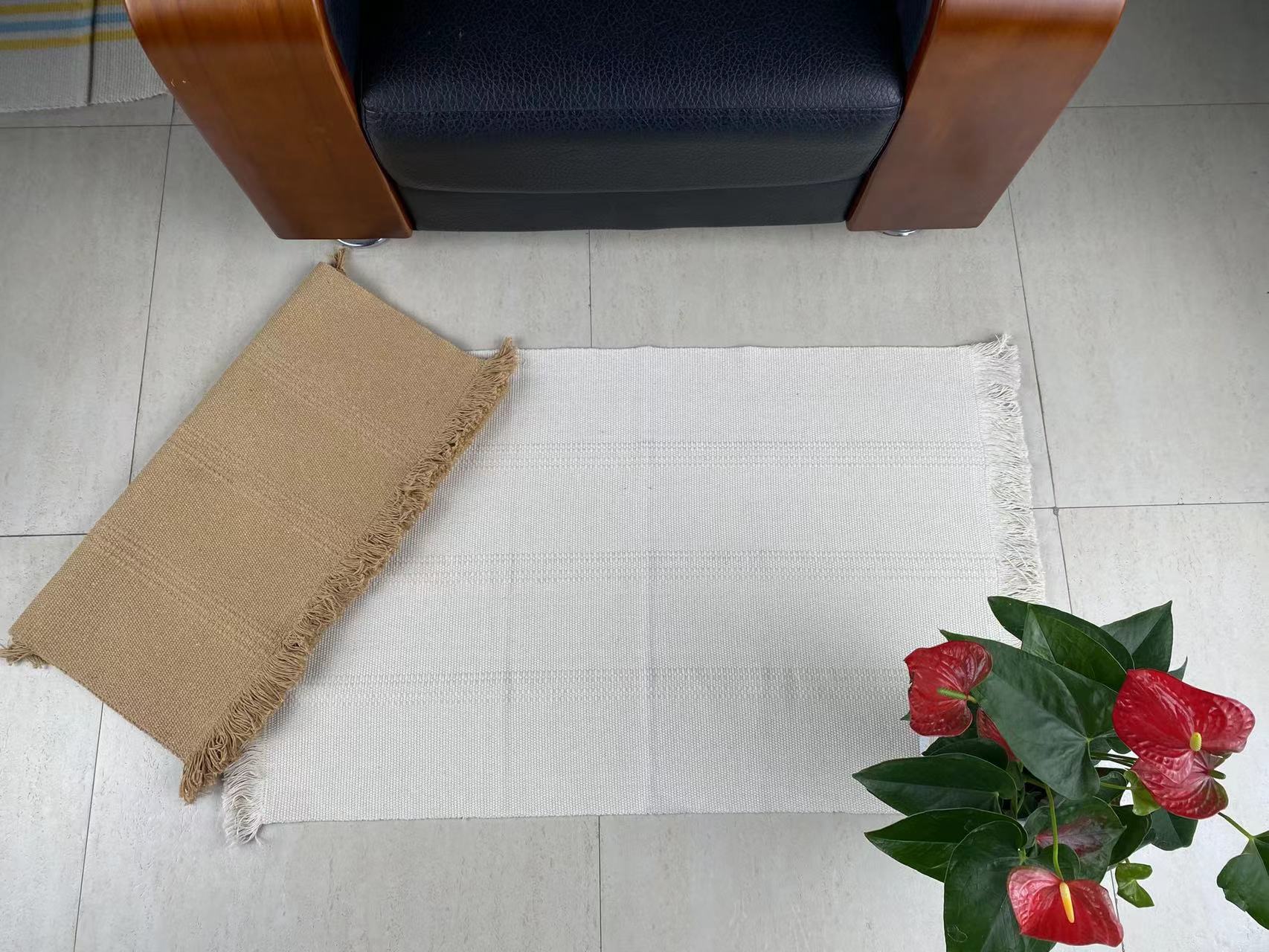 Sophisticated Woven Cotton Rugs by Artisans - Perfect Fit for Everyday Comfort