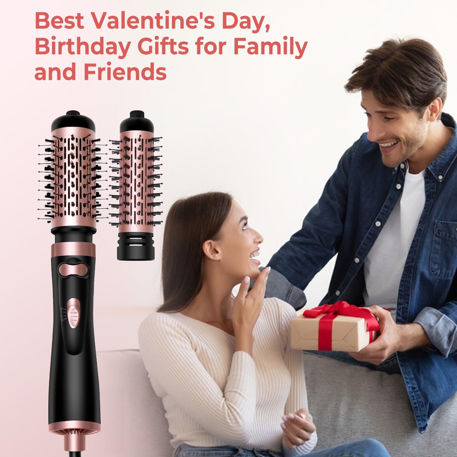 Hair Dryer 3-In-1 Round Spin Set 2 Detachable Auto Rotating Curg Brush Hot Air Styler