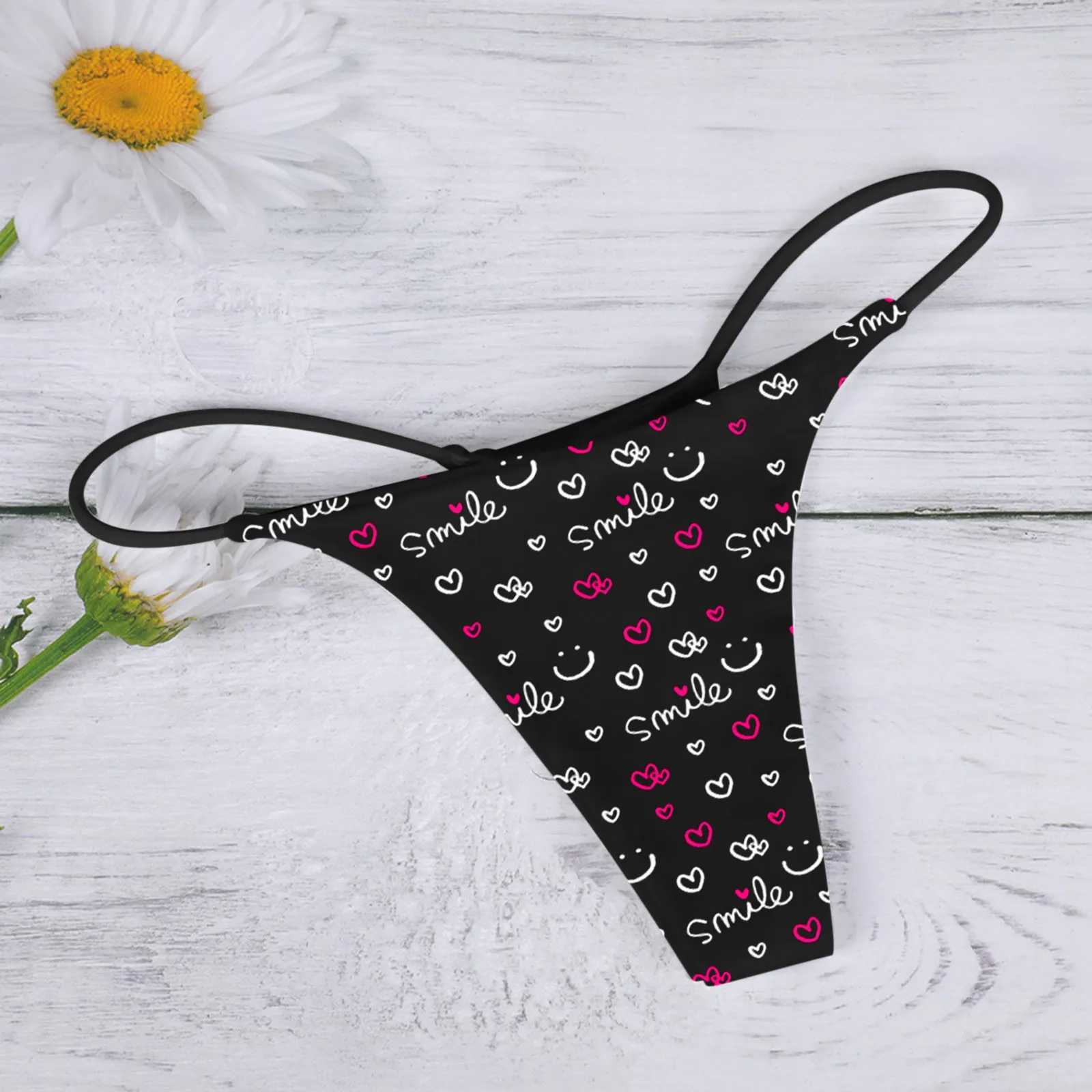 Love Printed Sexy G String Women T Back Low Rise Underwear Sexy Womens Thin Strip Bikini Seamless thong Womens Mini Braguitas W250103