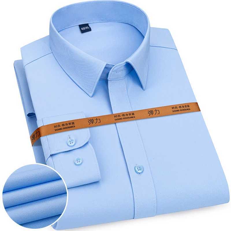 New mens solid color business shirt official thin classic basic casual ultra-thin white long sleeved social shirt brand clothing W250103