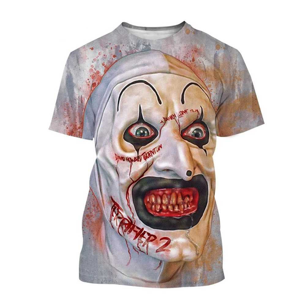 Summer hot selling fashion horror 3D printing horror clown creative personality casual T-shirtXJ240102