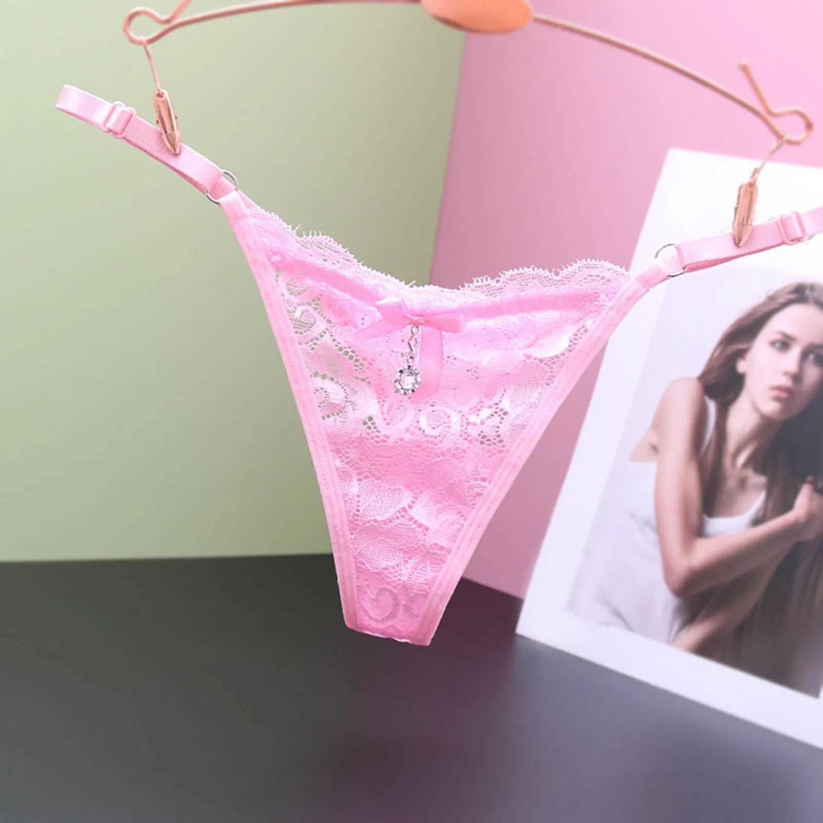 Womens cotton underwear plus size womens transparent lace thong adjustable waist bow net sexy seamless underwear Calcinhas Feminina W250103