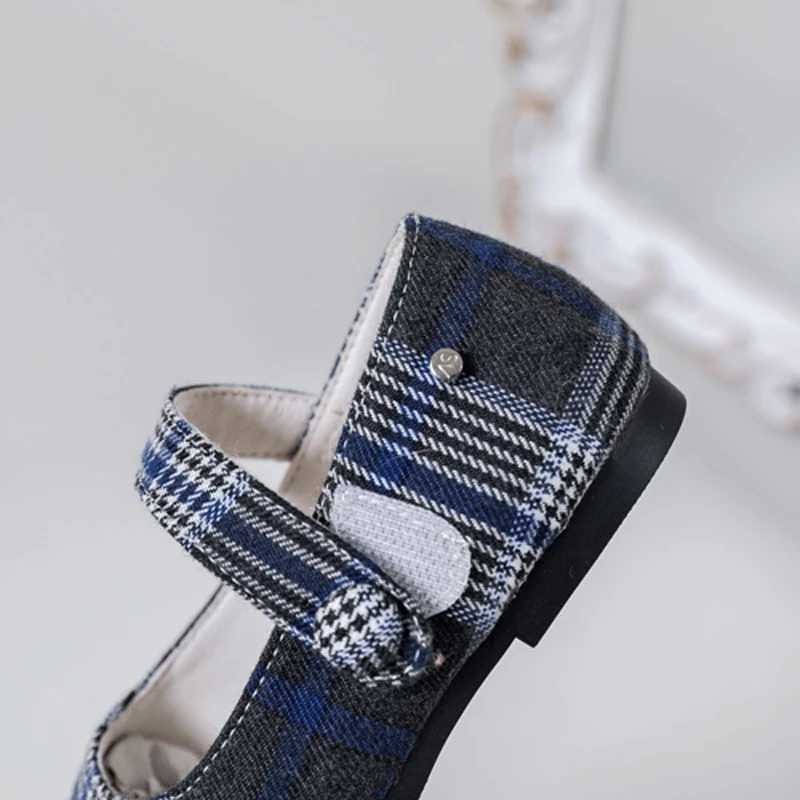 Spring Kids Princess Shoes Baby Girls Plaid Brand Flats Childrens Skating Shoes Fashion Loafers Boys Moccasin Mary Jane M250103