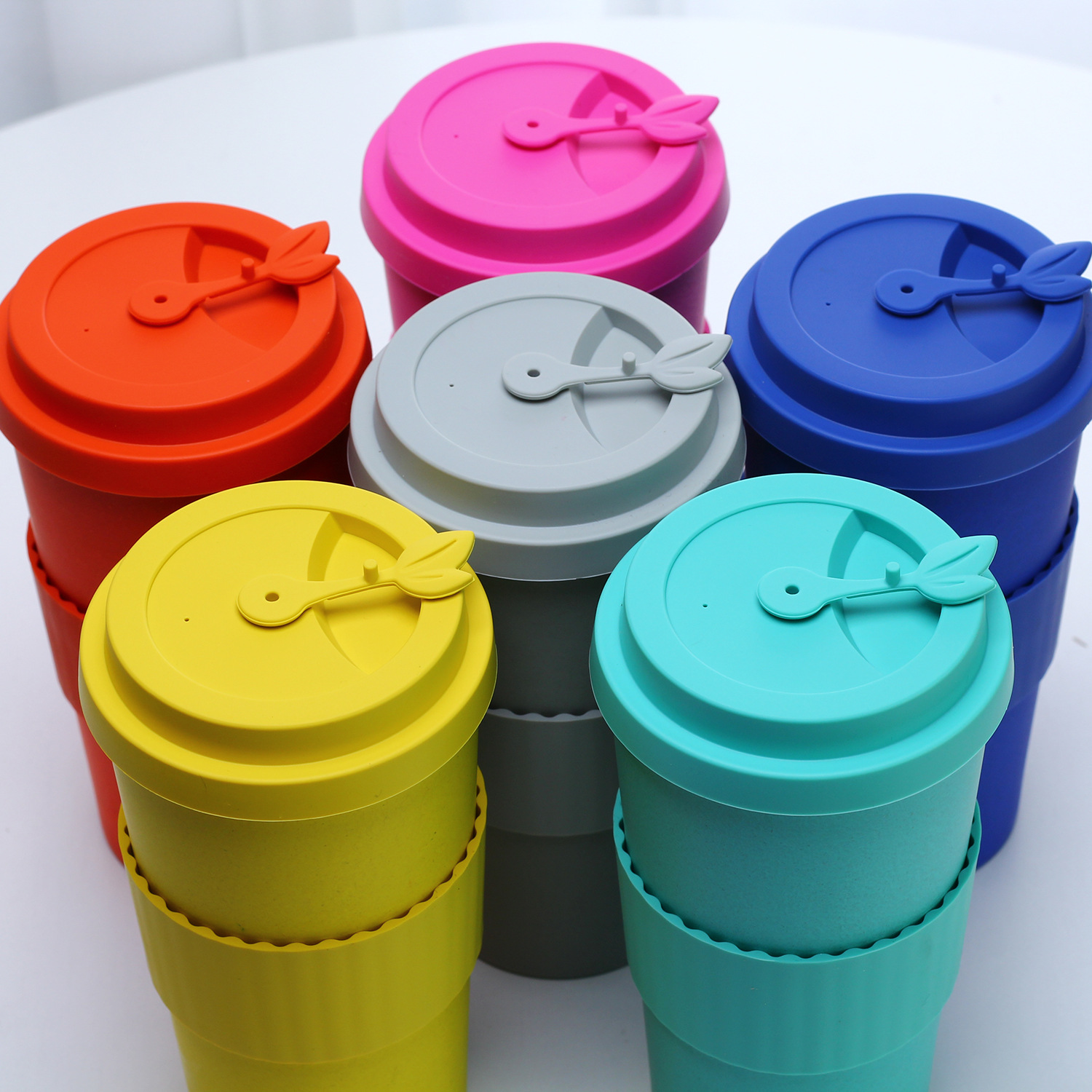 Travel Friendly Bamboo Fiber Tumbler with Lid Reusable Coffee and Juice Mug 500ml)
