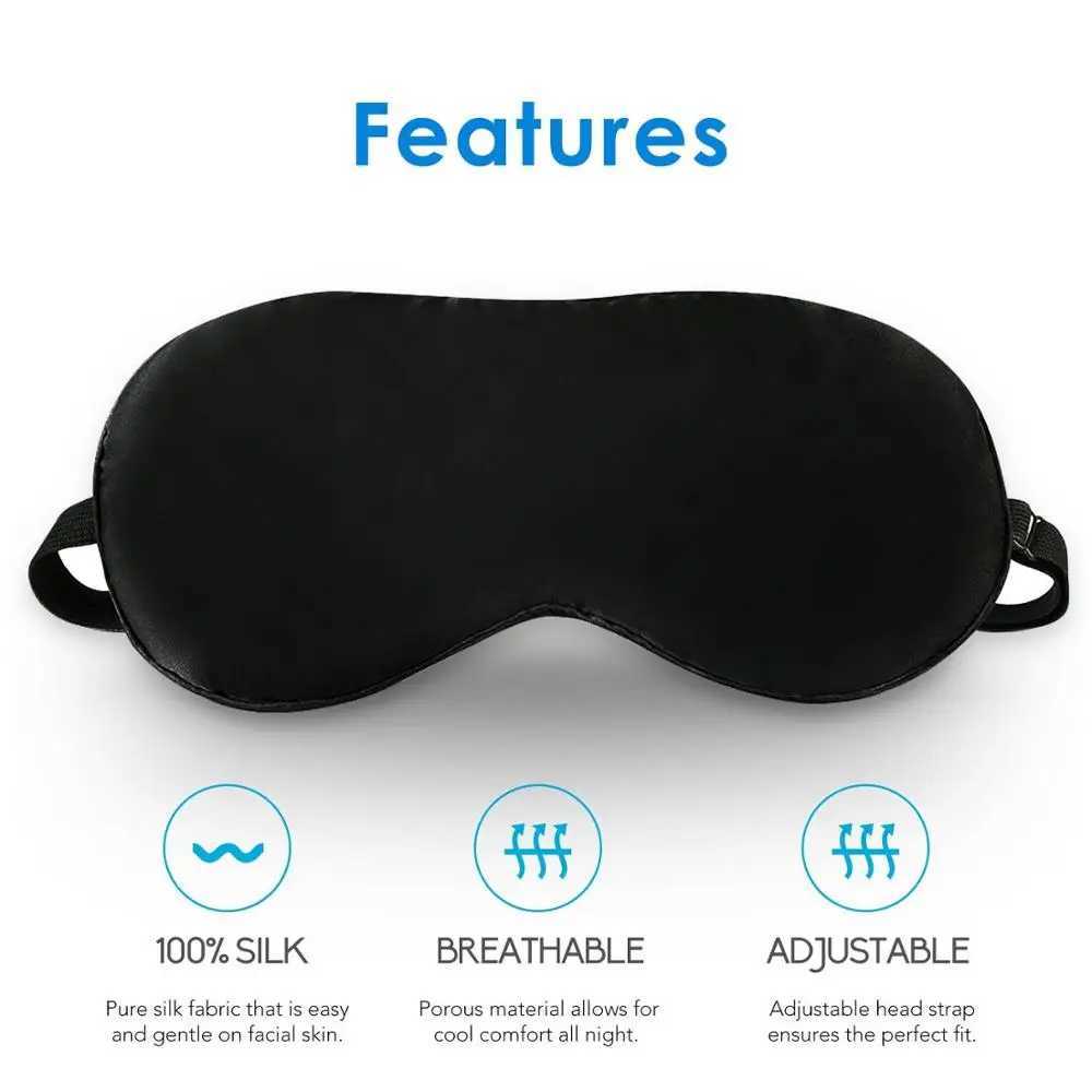 Breathable Silk Sleep Mask Eyeshade Black Sleeping Mask Eye Shade Cover Blindfolds Travel Sleeping Eye Mask Trip Relax GadgetXJ250103