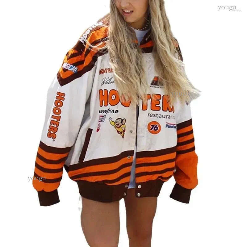 Women's Jackets 2024 Spring And Autumn Printed Jacket Street Casual Hip Hop Sports Zipper Pilot Coat