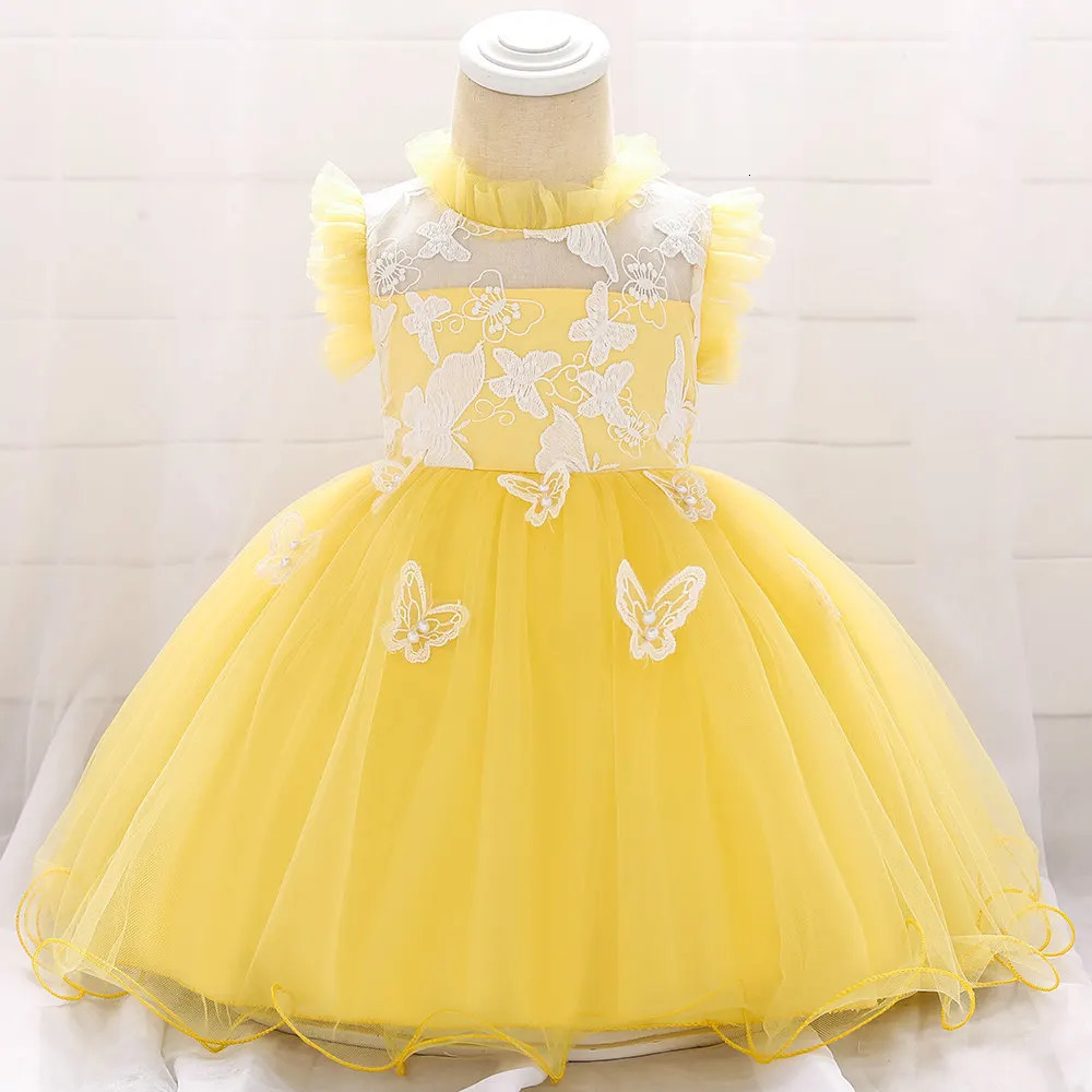 Toddler Butterfly Christening Princess Dress for Baby Lace Tulle 1 Year Birthday Party Girl Dress born Baptism Prom Ball Gown 250103