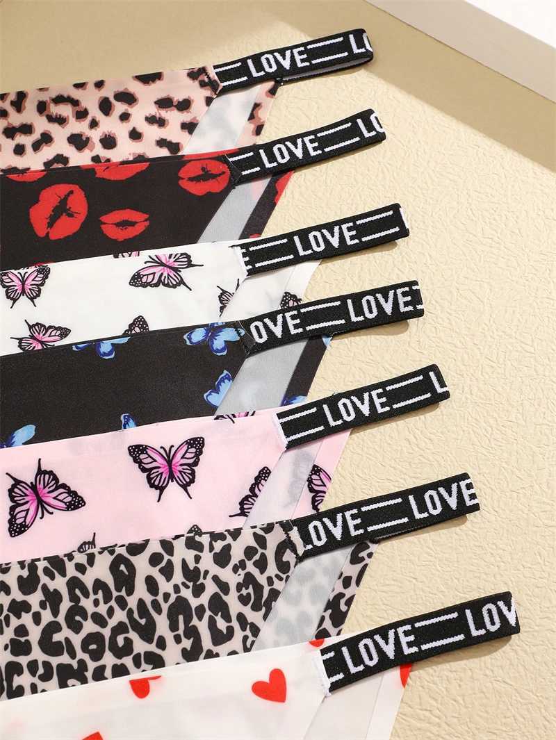 3 pieces of seamless silk womens underwear XS-XL sexy butterfly underwear fashionable leopard bikini womens letter waist comfortable underwear W250103