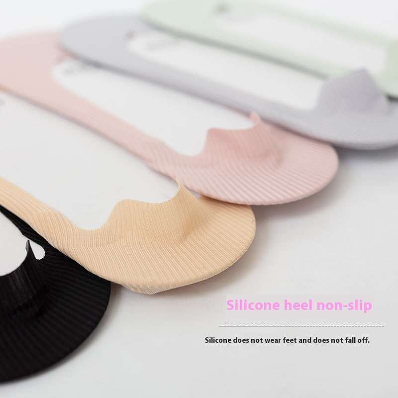 Summer Thin Cut Children, Ice Stockings, Anti Slip Silicone Socks, Solid Color Versatile, Invisible Boat Socks For Women