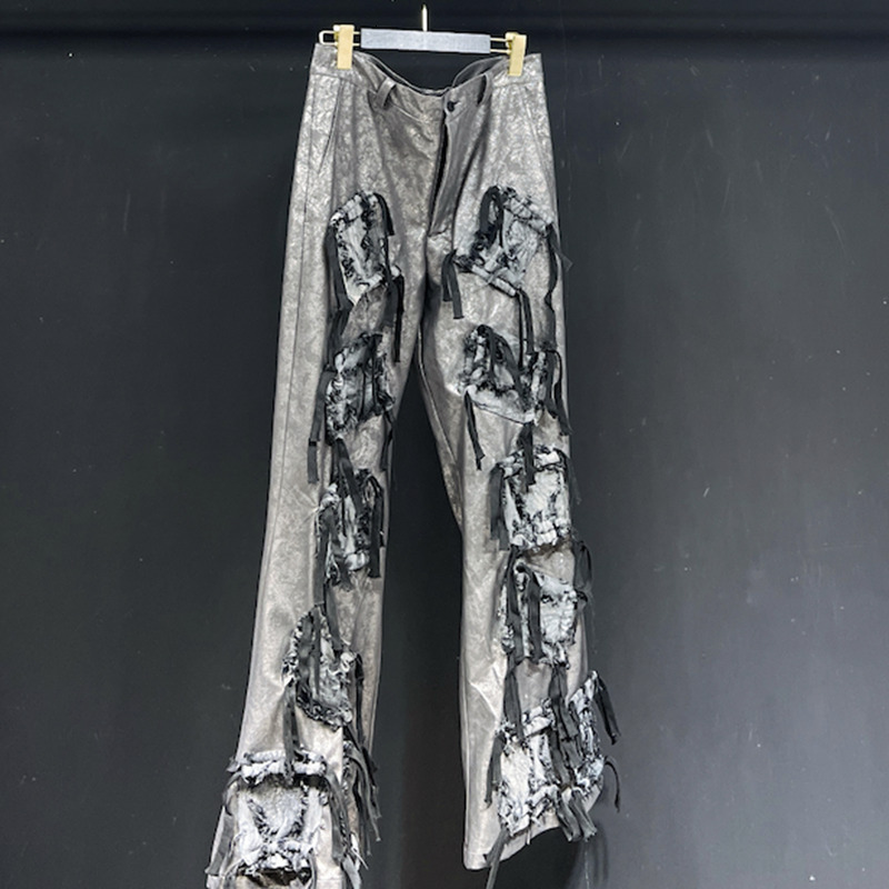 PFHQ Men's PU Leather Pants Summer Three-Dimensional Pockets High Street Personality Male Zippers Advanced Chic Trousers 21Z4577