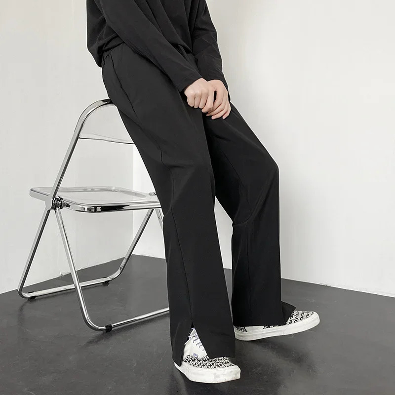Men Casual Pants 2024 Summer Fashion Korean Slim Suit Pants Personality Slit Wide Blazer Trousers Male Streetwear 250103