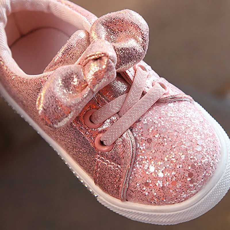 Flash solid color shoes childrens casual sports shoes spring childrens apartment bow Korean fashion girls sports shoes CSH1080 M250103