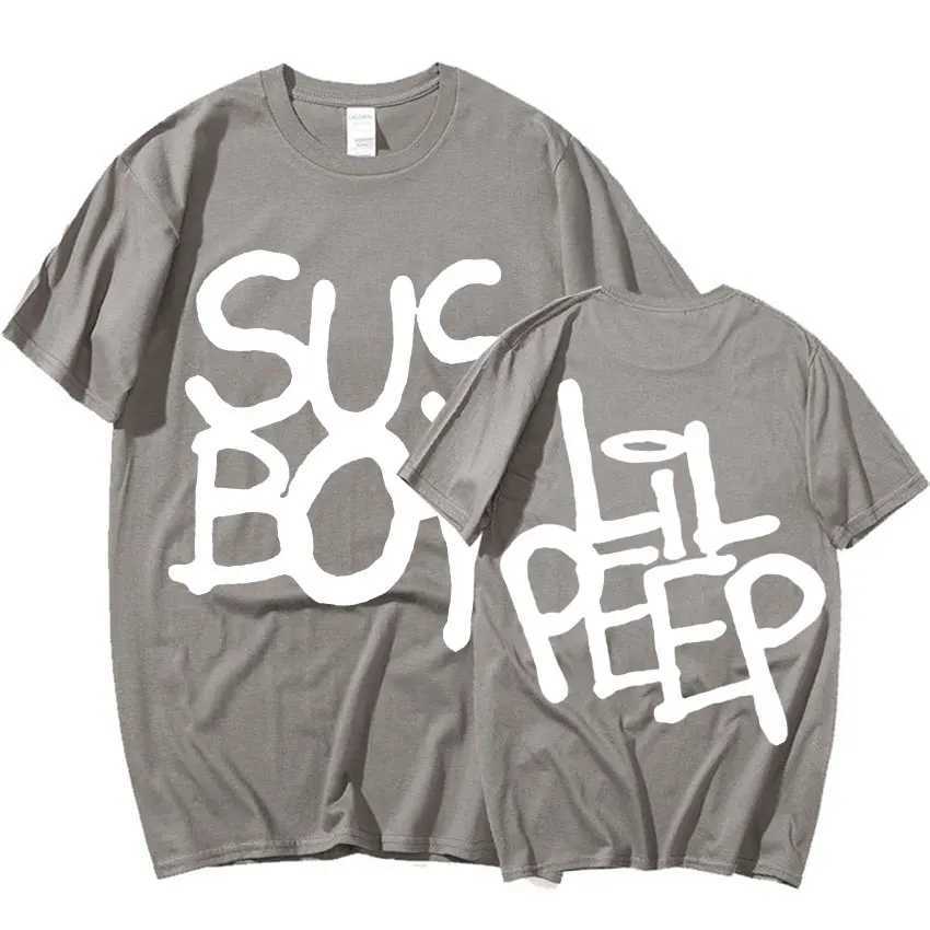 Lil Peep Sus Boy Pink Graphic T Shirt Mens Cool Hip Hop Rapper T-Shirt Men Women Cotton Short Sleeve T Shirts Gothic StreetwearXJ240102