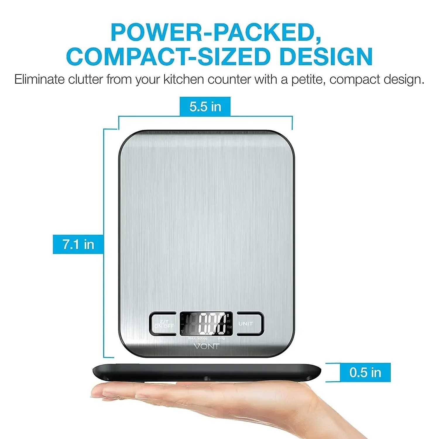Digital kitchen scale 5kg/10kg food multifunctional stainless steel balance LCD display screen measures grams and ounces for cooking and baking W25010