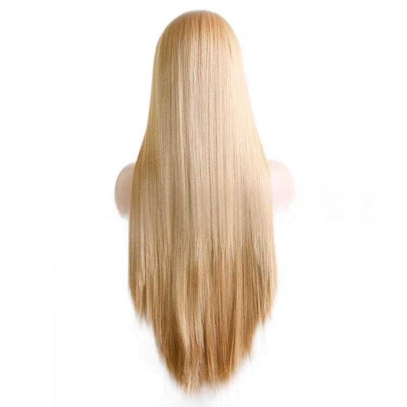 female chemical fiber front lace blonde medium long hair simulation natural full head cover W250103