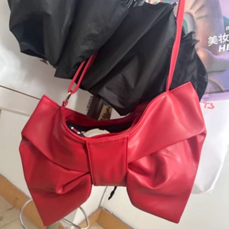 Fashion Chic PU Bow Shoulder Personality Lolita Elegant Totes For Women JK Uniform Underarm Crossbody Bag 2025
