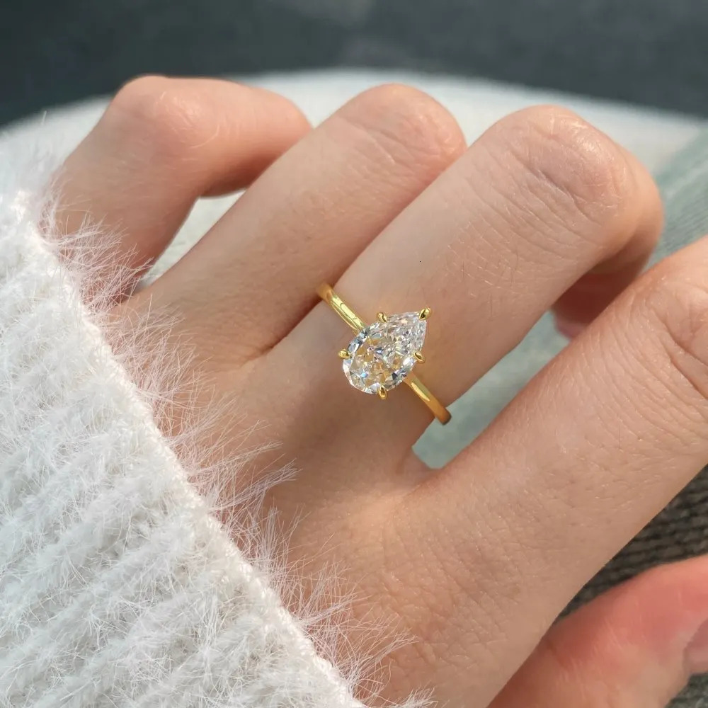 Karachis Japan and South Korea S925 sterling silver ring high-end pear shaped zircon exquisite fashion jewelry 250102