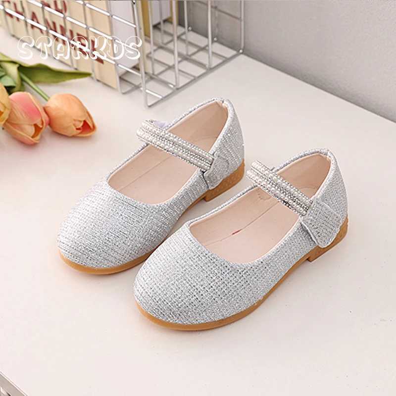 Shining gold silver purple embroidered ballet dancer shoes baby shoes round toes pearl strap Mary Jane childrens luxury sparkling party Zapatos M25010