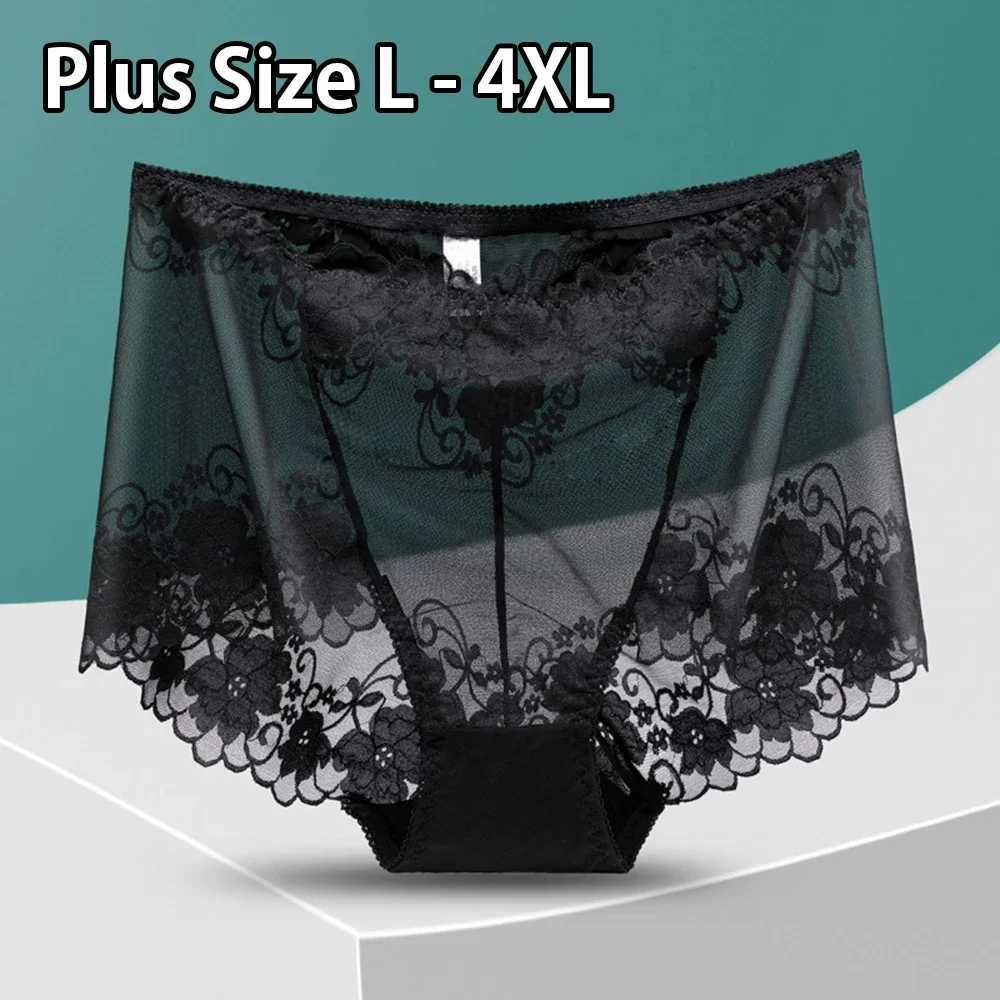 Plus Size Women Panties High Waist Sexy Underwear Fat Mother Lace Transparent Briefs Fashion Solid Seamless Underpants Fast SendXJ250103