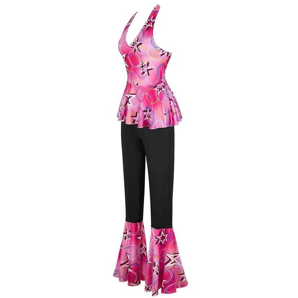 Womens disco costume hippie 70s costume retro costume glitter ball dress bell bottom costume Halloween role-playing costume W250103